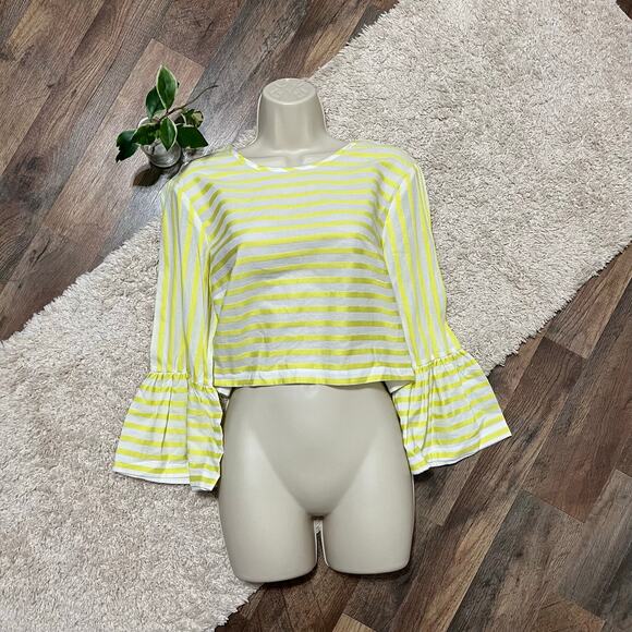 Urban Outfitters Kimchi Blue Bohemian Striped Bell Sleeve Open Back Crop Top NWT - Picture 2 of 8